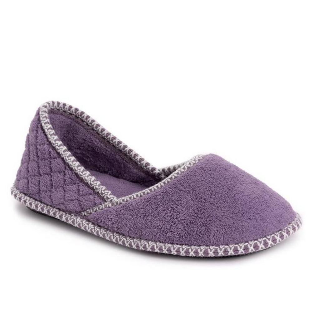 NWT MUK LUKS WOMEN'S BEVERLY MICRO CHENILLE SLIP-ON SLIPPERS Lilac Medium M 7-8